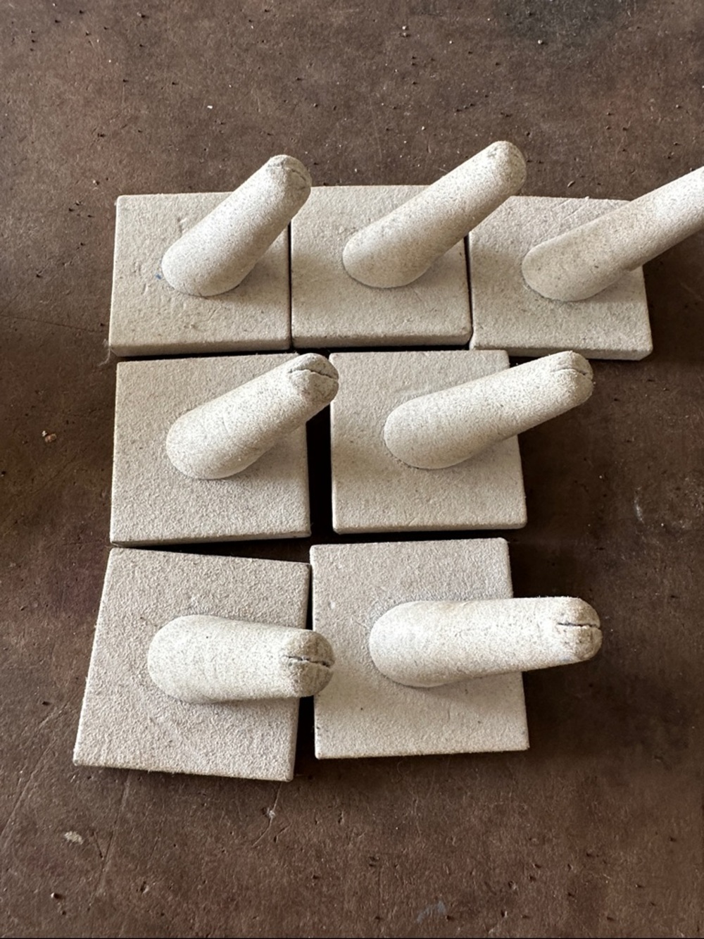 Set of 7 Beige Sandstone ring Display Stands